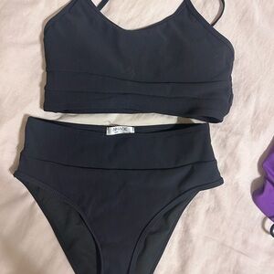 Classic Black Bandeau Bikini Swim Set